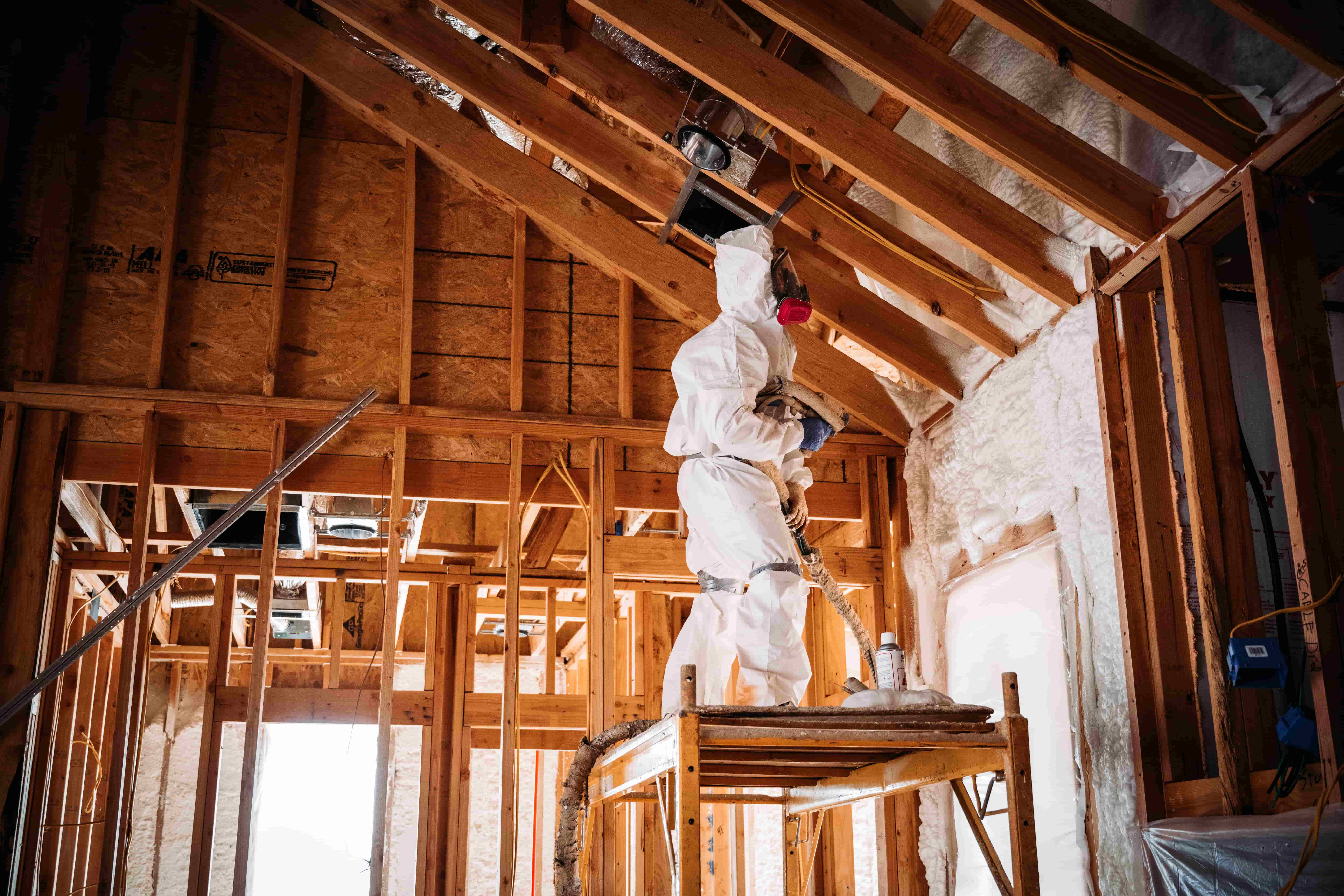 asbestos worker inspecting roof