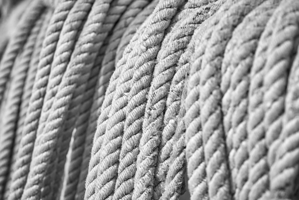 twisted asbestos rope in grey